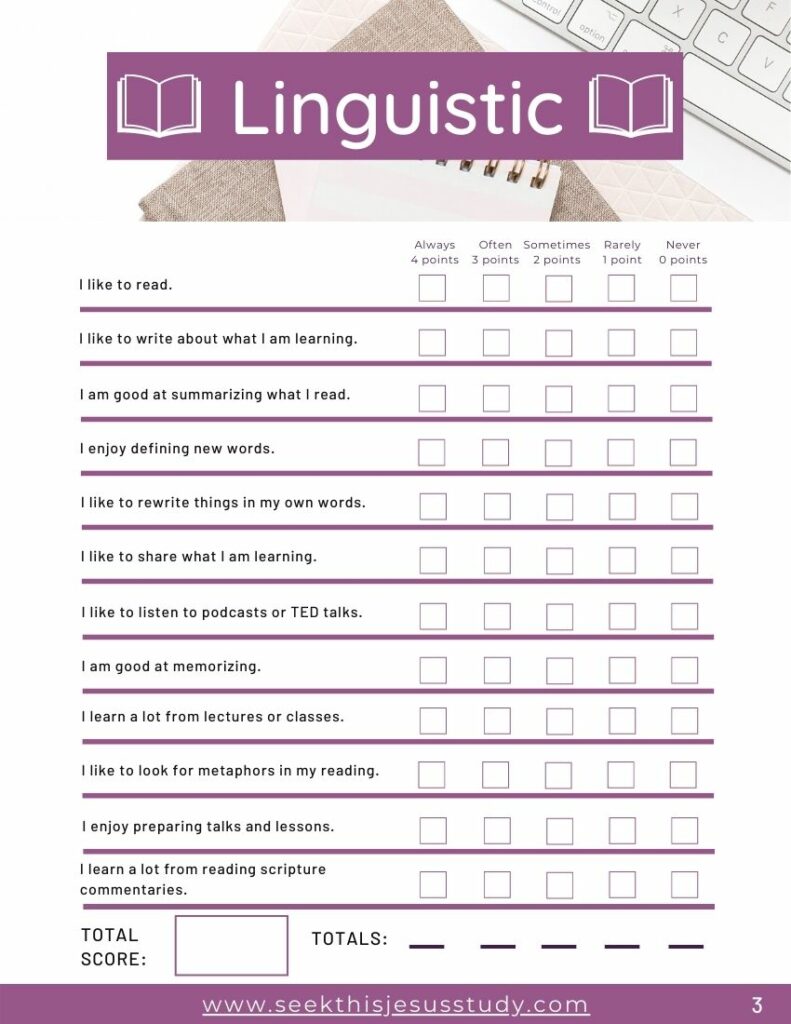 Learning Styles Guide Seek This Jesus Study