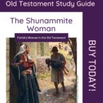 Book cover: The Shunammite Woman—Faithful Women in the Old Testament Study Guide, by Erin Ropelato, on a purple background with an illustration.