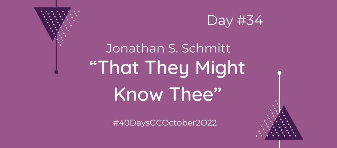 “That They Might Know Thee” by Jonathan S. Schmitt (Blog Cover)